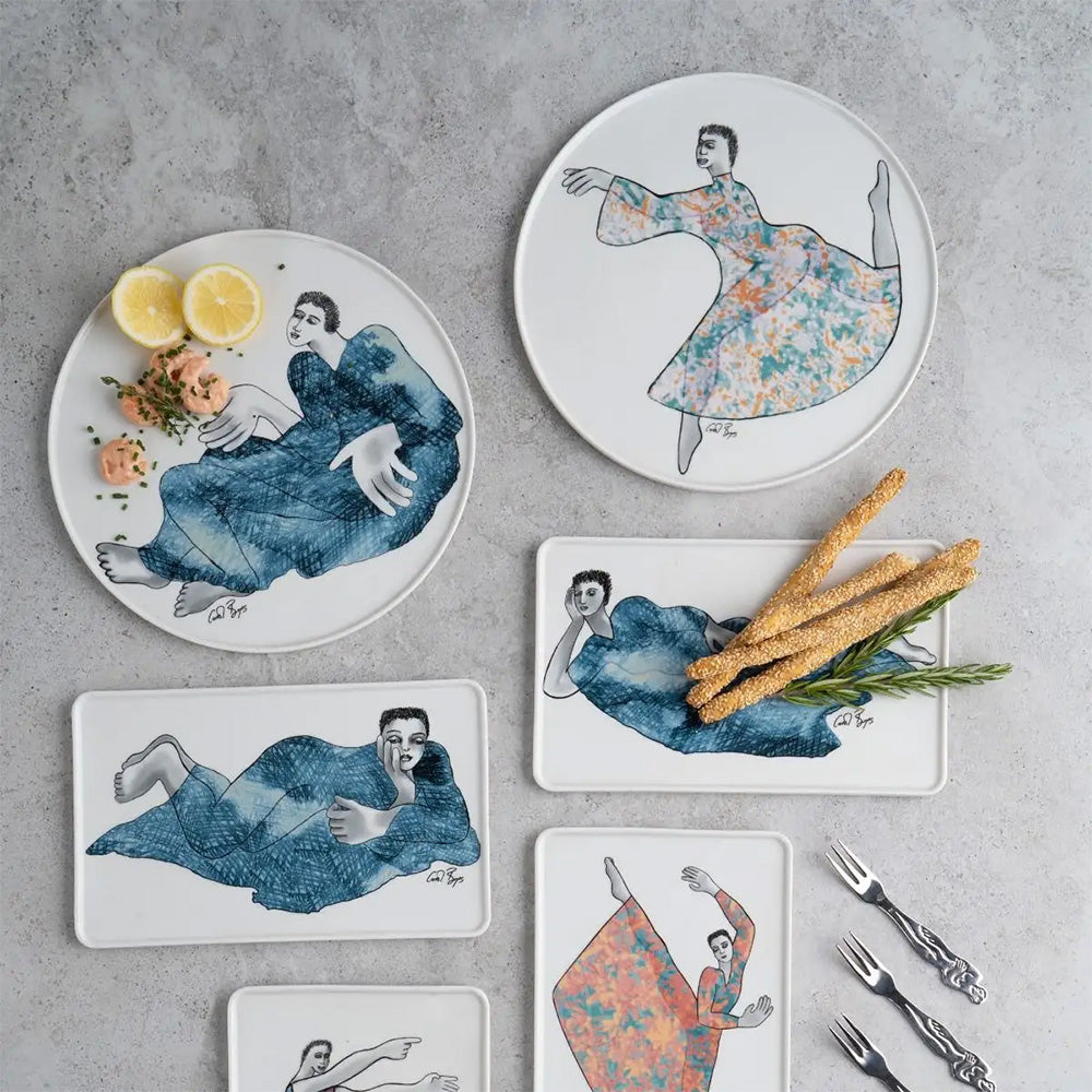 Carrol Boyes Set Of 2 Rectangular Platters, Indigo Girls