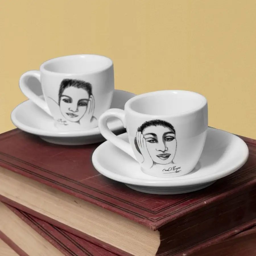 Carrol Boyes Sketchbook Set Of 2 Espresso Cups & Saucers, Short & Sweet