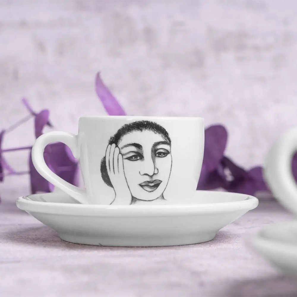 Carrol Boyes Sketchbook Set Of 2 Espresso Cups & Saucers, Short & Sweet