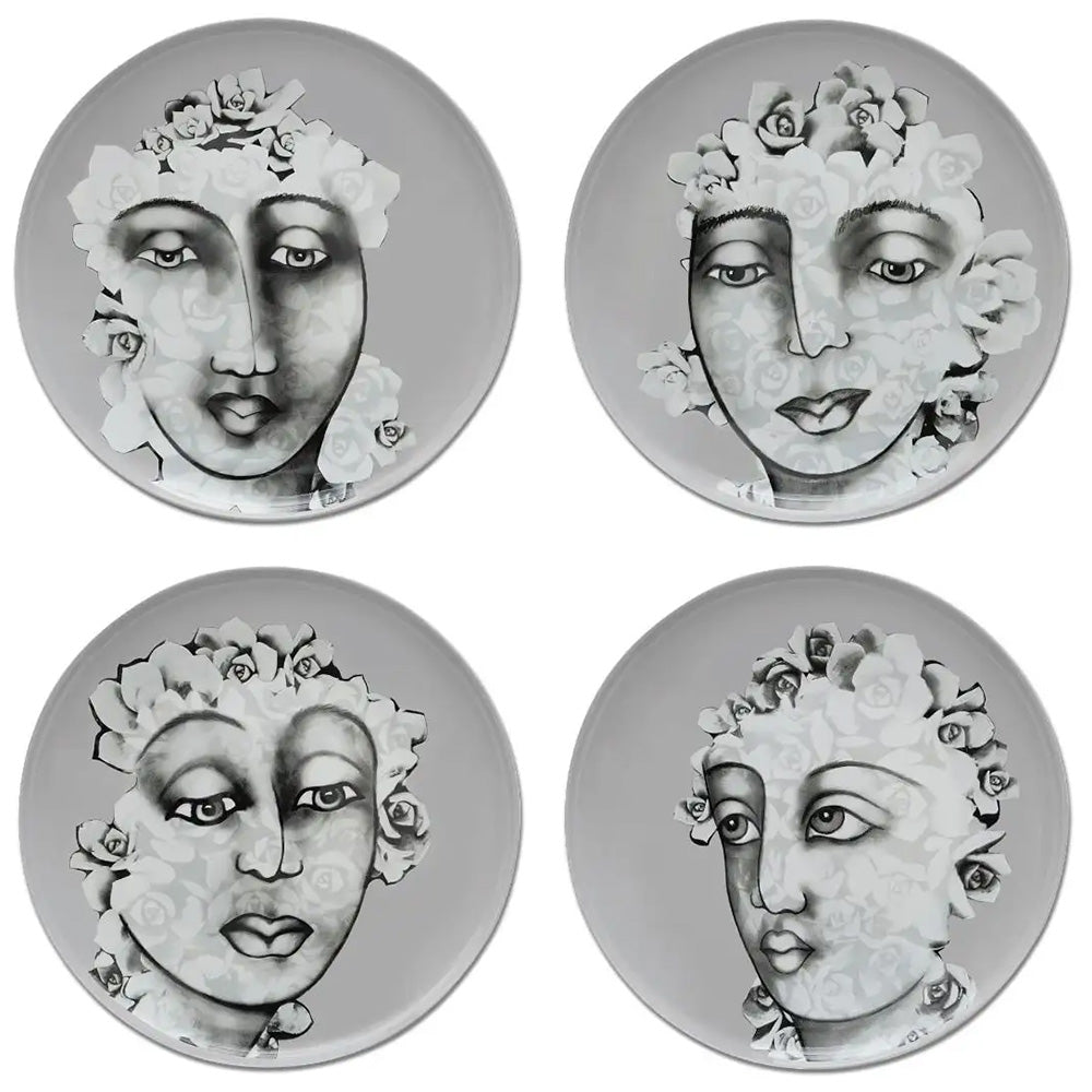 Carrol Boyes Succulent Faces Side Plates, Set Of 4