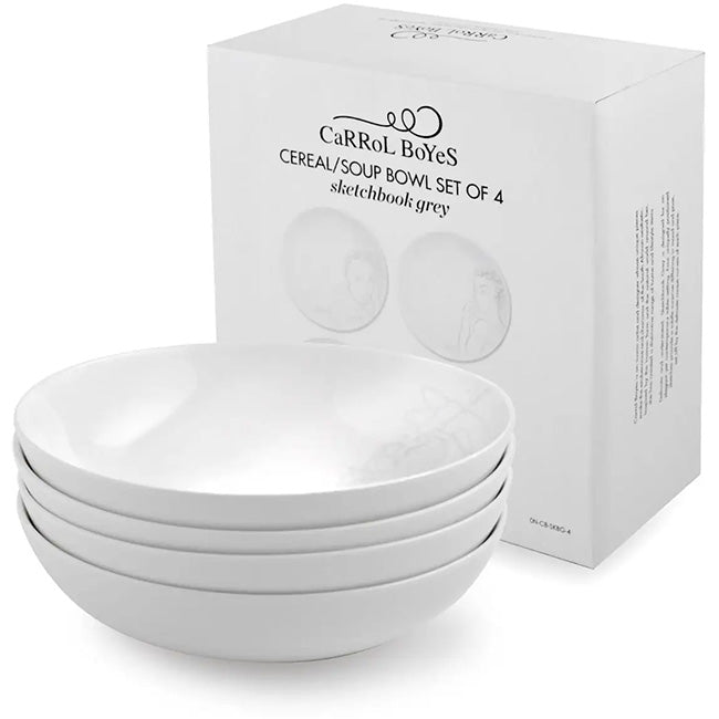 Carrol Boyes Sketchbook Grey Cereal/Soup Bowls, Set Of 4