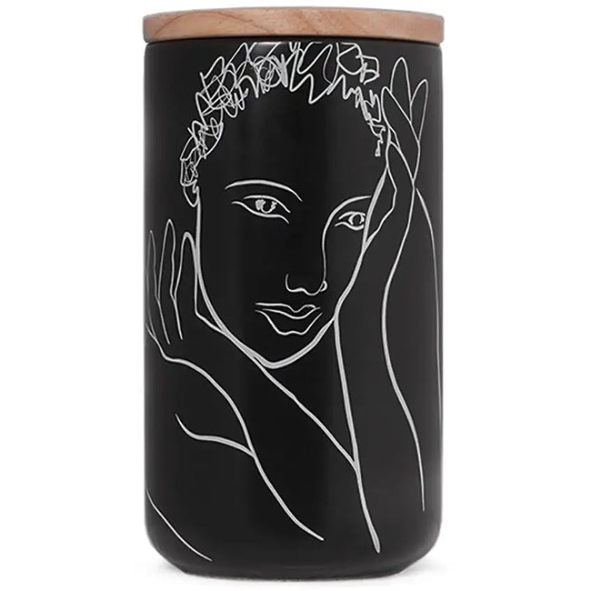 Carrol Boyes Black Sketchbook Large Canister With Rubberwood Lid