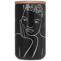 Carrol Boyes Black Sketchbook Large Canister With Rubberwood Lid