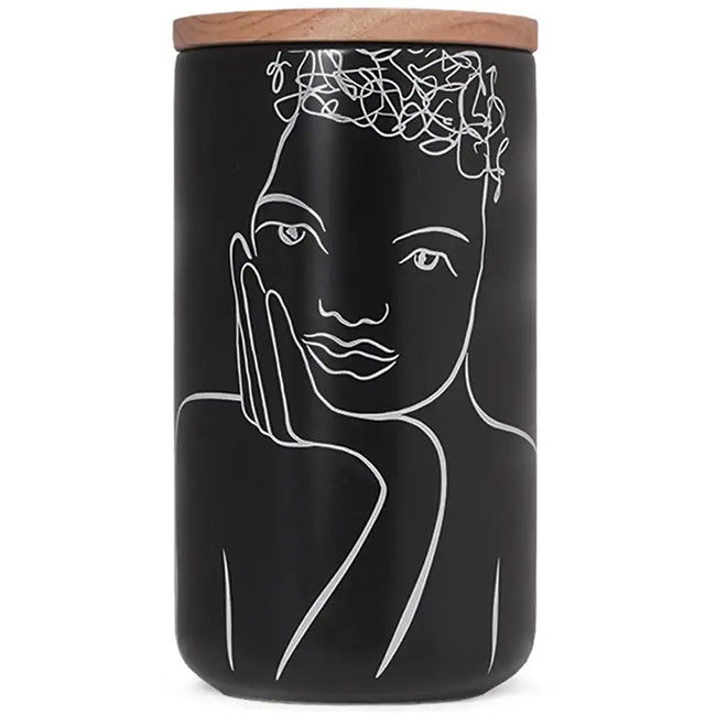 Carrol Boyes Black Sketchbook Large Canister With Rubberwood Lid