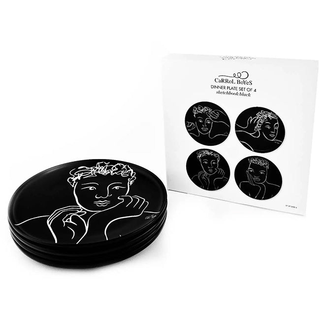 Carrol Boyes Black Sketchbook Dinner Plates, Set Of 4