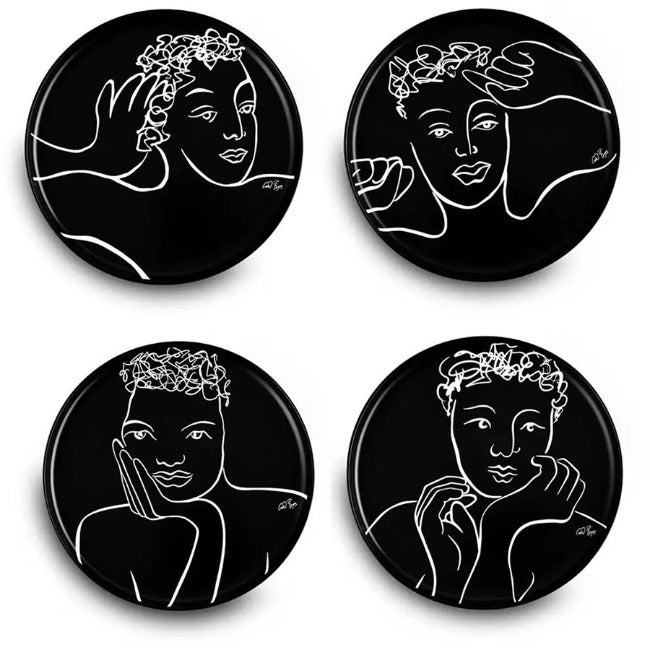 Carrol Boyes Black Sketchbook Side Plates, Set Of 4