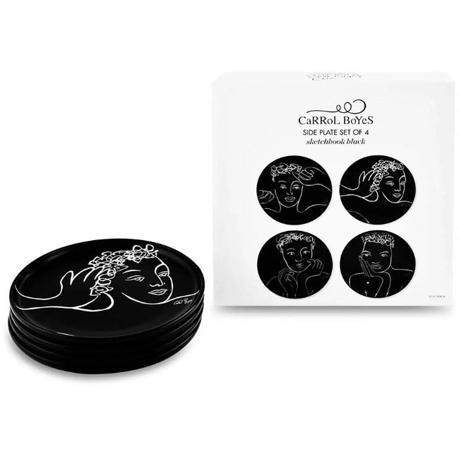Carrol Boyes Black Sketchbook Side Plates, Set Of 4