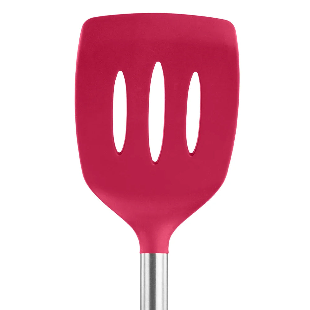 Tovolo Silicone Slotted Turner with Stainless Steel Handle