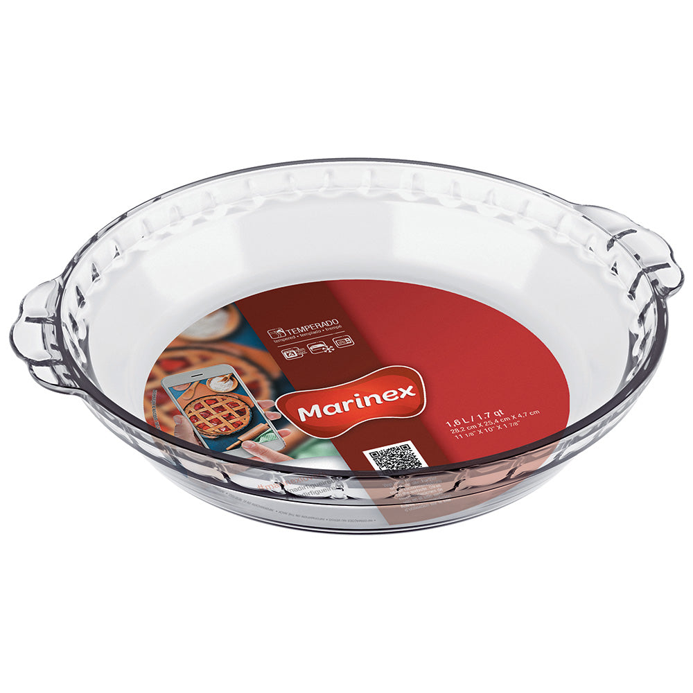 Marinex Fluted Glass Pie Dish, 28cm