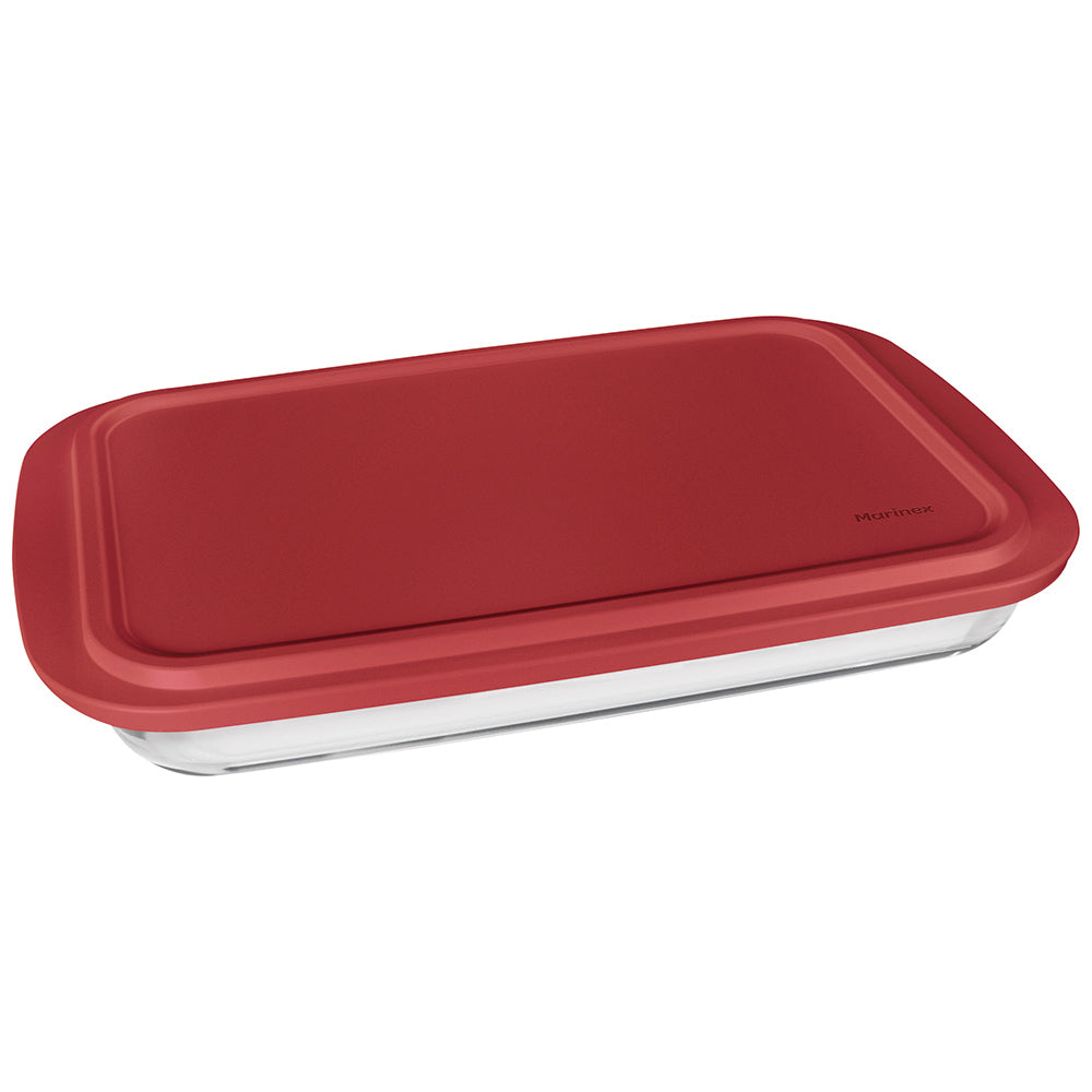Marinex Glass Rectangular Roaster & Plastic Lid, 39cm