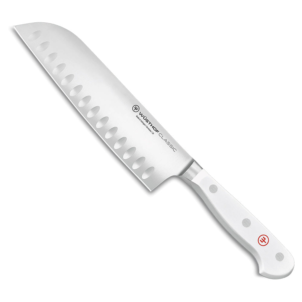 Wüsthof Classic White Hollow Edge Santoku Knife, 17cm