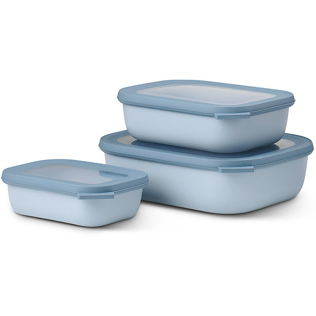 Mepal Cirqula Shallow Rectangular Multi Bowl Set, 3pc