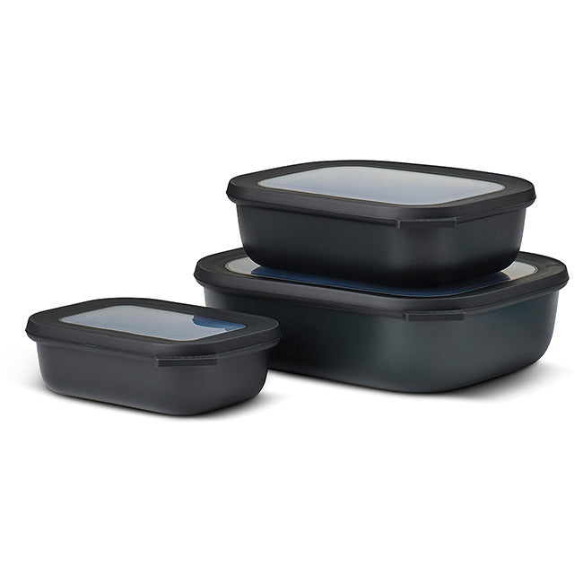 Mepal Cirqula Shallow Rectangular Multi Bowl Set, 3pc