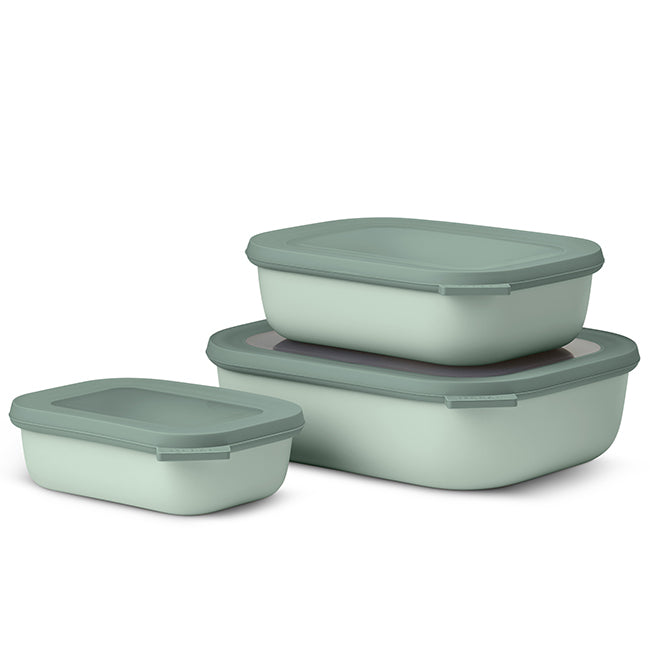 Mepal Cirqula Shallow Rectangular Multi Bowl Set, 3pc