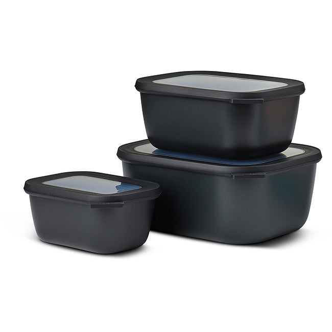 Mepal Cirqula Deep Rectangular Multi Bowl Set, 3pc