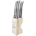 Laguiole by Andre Verdier Stainless Steel Steak Knife Set With Wooden Stand, 6pc