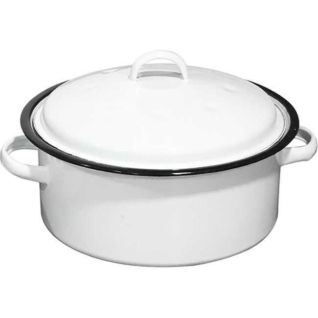 LK's Round Enamel Casserole, White