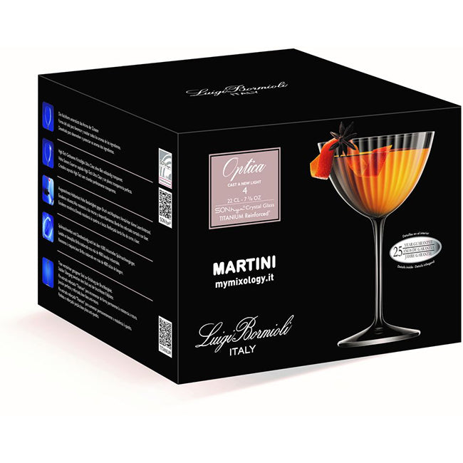 Luigi Bormioli Optica 220ml Martini Glasses, Set of 4