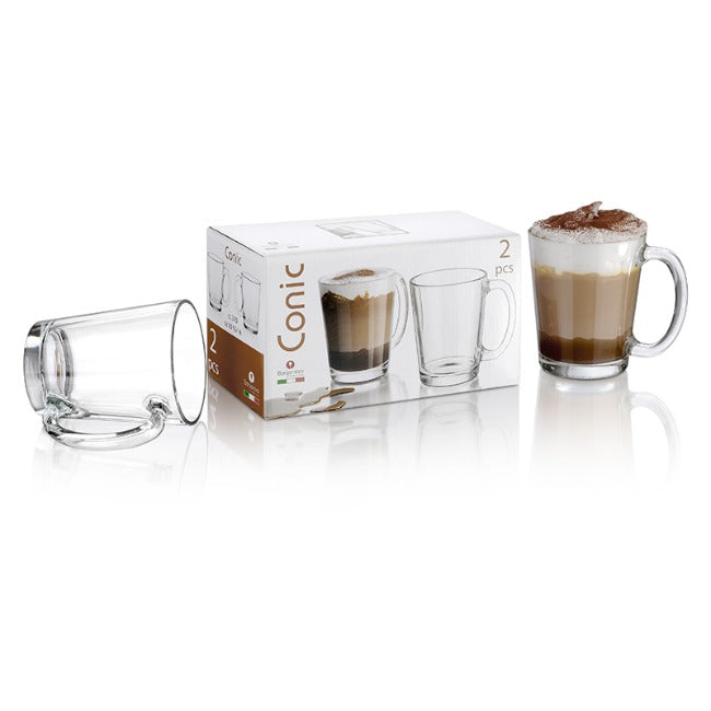 Borgonovo Tazza Conical Glass Mugs, Set Of 2