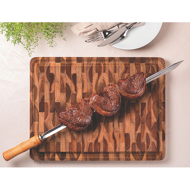 Tramontina Solid Inverted Teak Rectangular Carving & Serving Board, 40cm
