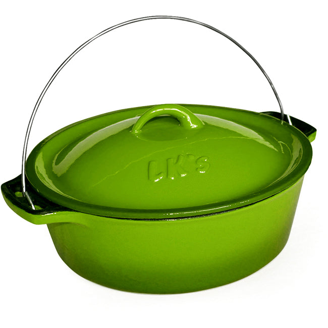 LK's Enamelled Cast Iron Bake And Braai Pot, Green