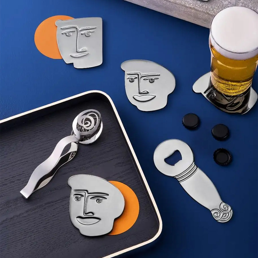 Carrol Boyes Set Of 2 Coasters, Face Off