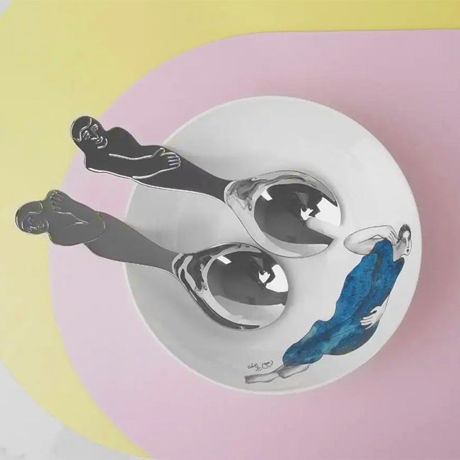 Carrol Boyes Deep Salad Servers, Woman Man