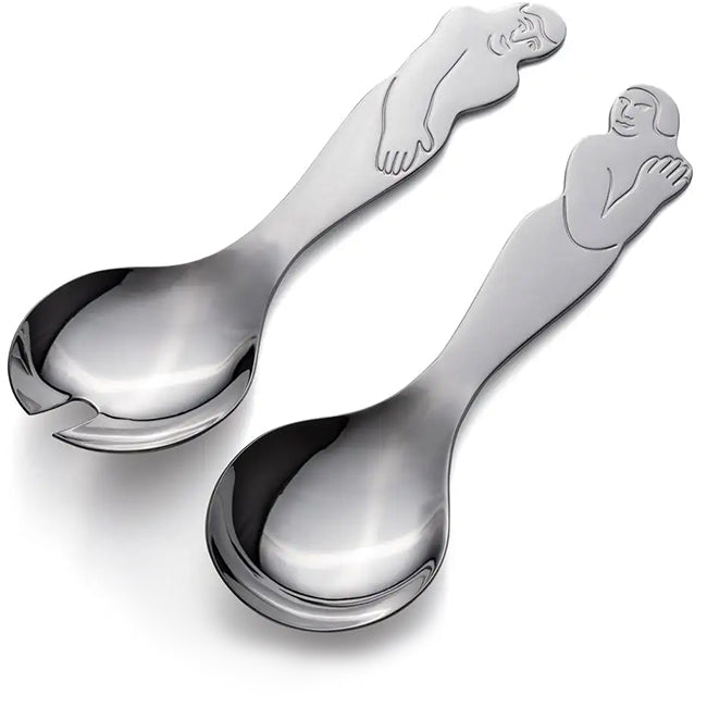 Carrol Boyes Deep Salad Servers, Woman Man