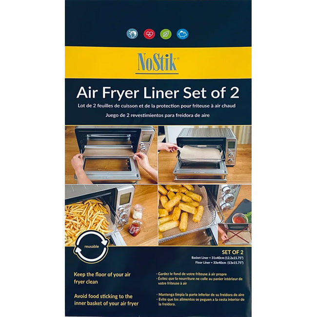 NoStik Reusable Rectangular Airfryer Liners, Set of 2