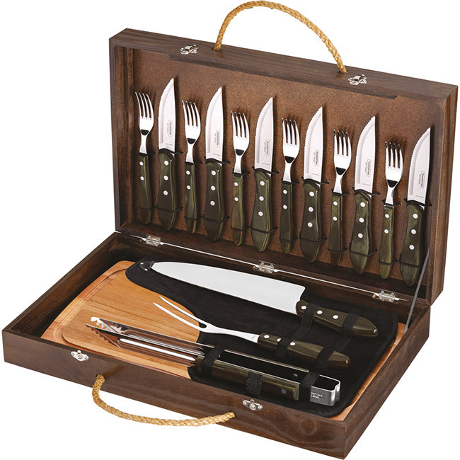 Tramontina 17pc Barbeque Set In Wooden Case