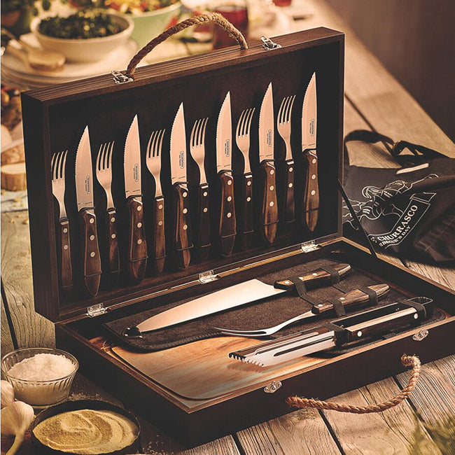 Tramontina 17pc Barbeque Set In Wooden Case