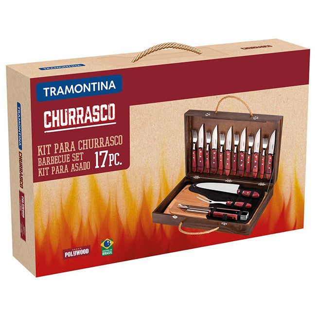 Tramontina 17pc Barbeque Set In Wooden Case