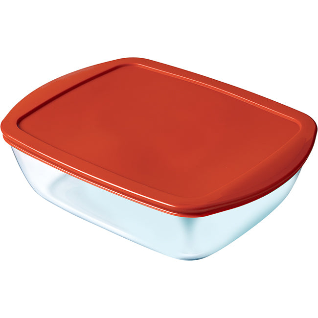 Pyrex Cook & Store Rectangular Dish & Lid, 1.1L - Red