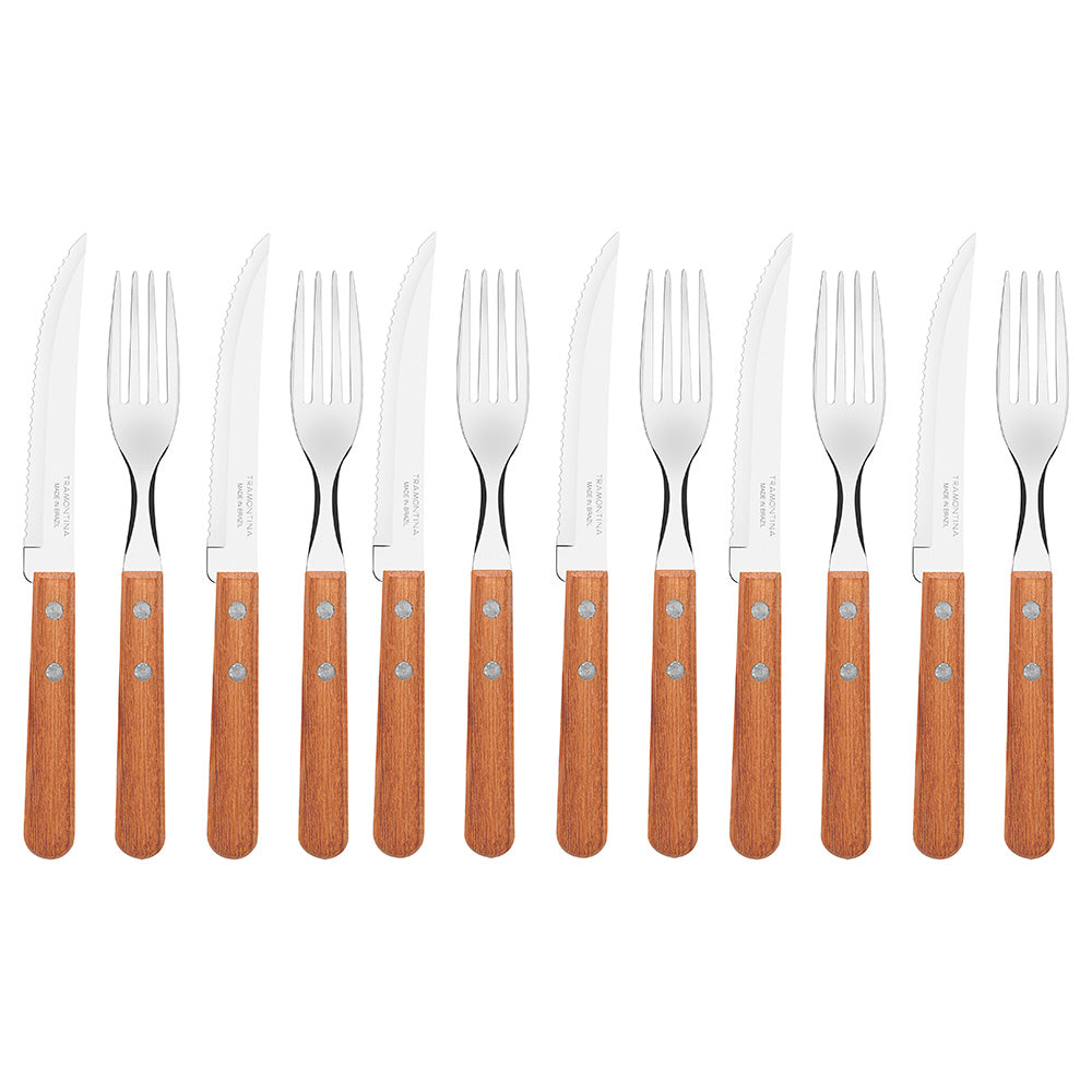 Tramontina Churrasco Steak Knife & Fork Set, Set Of 12