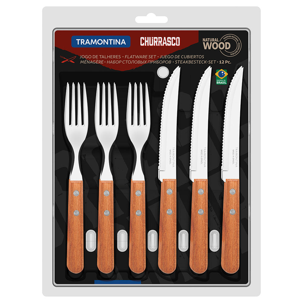 Tramontina Churrasco Steak Knife & Fork Set, Set Of 12