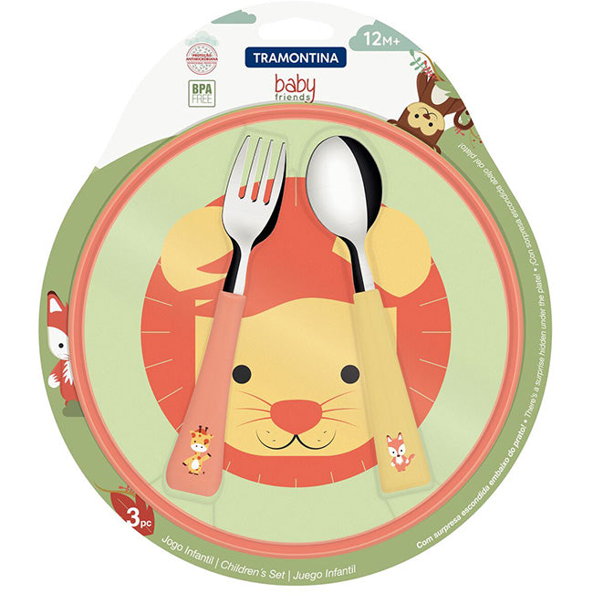 Tramontina Baby Friends Children's Cutlery & Plate Set, 3pc
