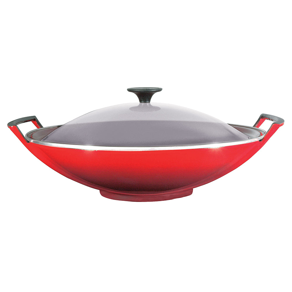 Le Creuset 36cm Cast Iron Wok With Glass Lid, 36cm, 4.5L