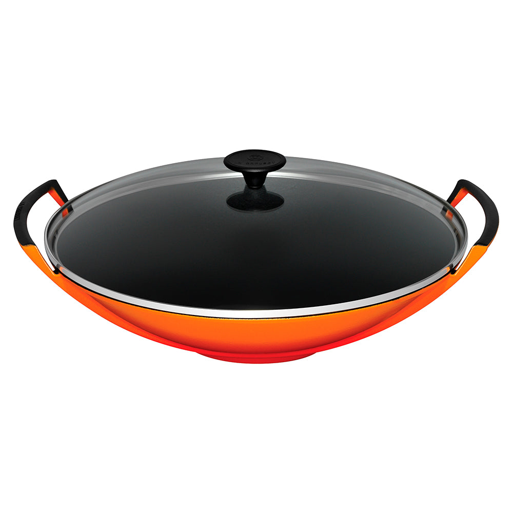 Le Creuset 36cm Cast Iron Wok With Glass Lid, 36cm, 4.5L