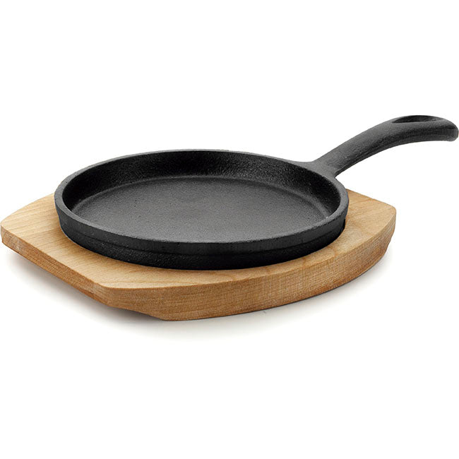 Lacor Magma Mini Flat Round Grill Pan On Wooden Serving Board