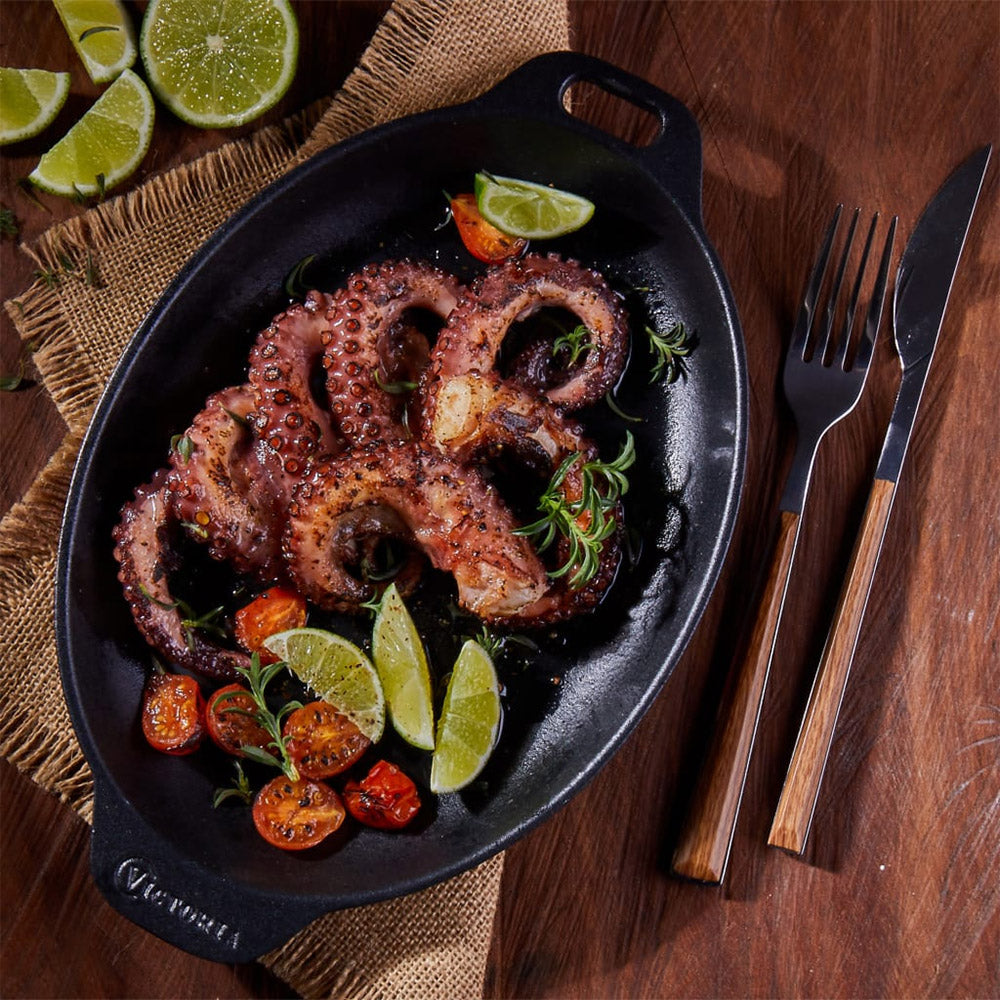 Victoria Enamelled Oval Serving Cast Iron Griddle