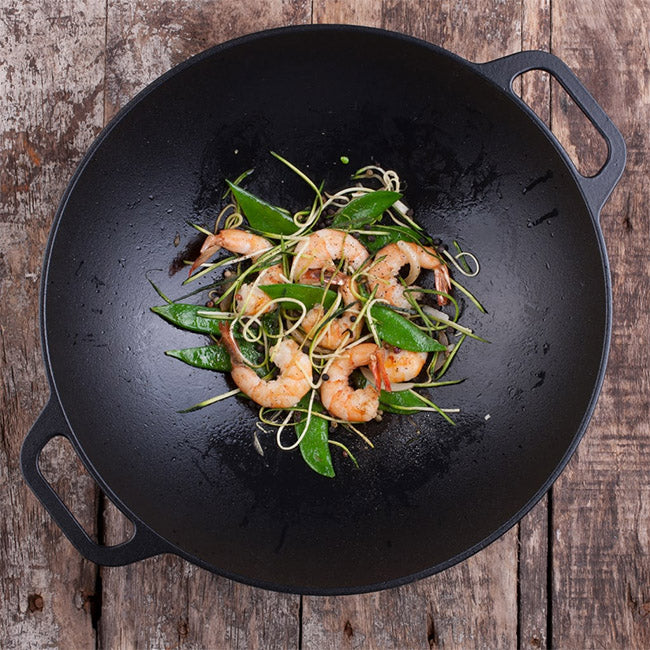 Victoria Enamelled Cast Iron Wok with Handles, 36cm
