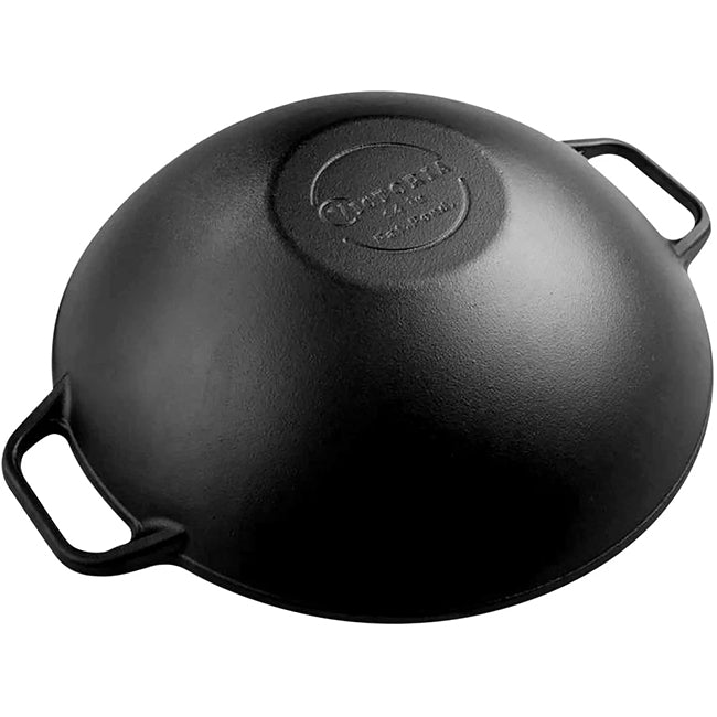 Victoria Seasoned Cast Iron Wok with Handles, 36cm