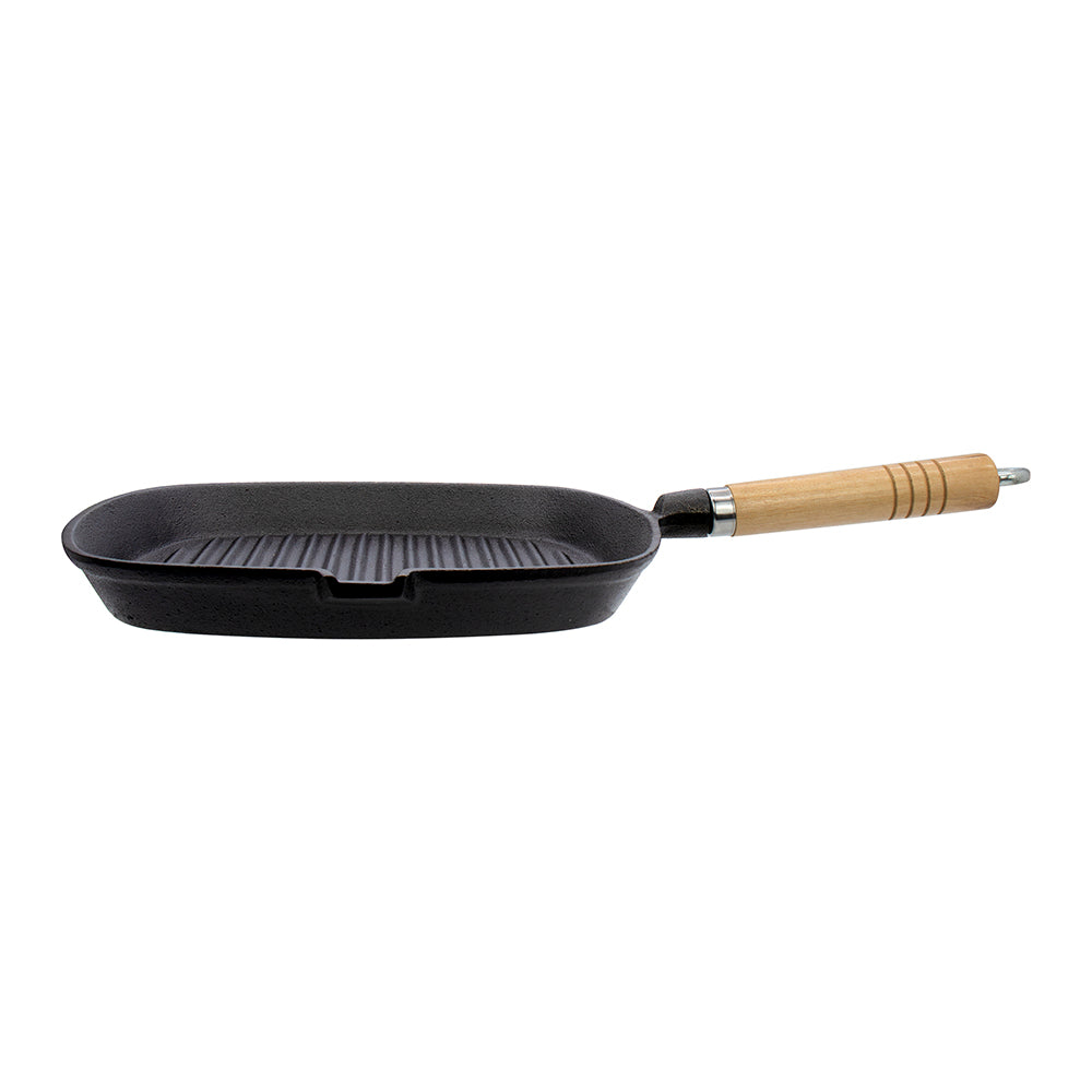 Regent Cast Iron Ribbed Frying Skillet, 22cm