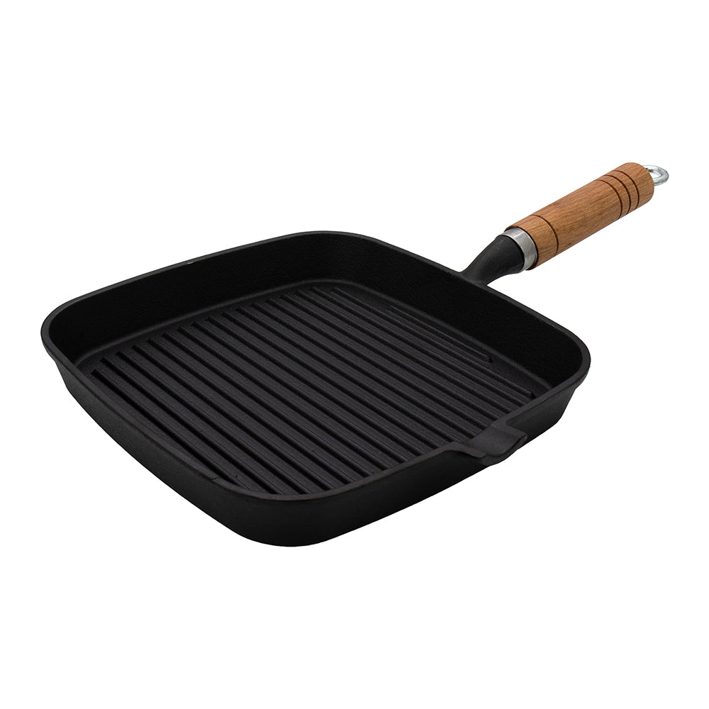 Regent Cast Iron Ribbed Frying Skillet, 22cm