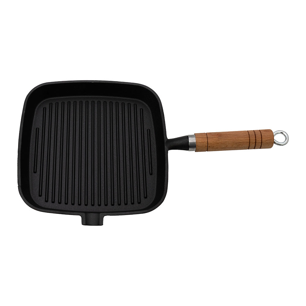 Regent Cast Iron Ribbed Frying Skillet, 22cm