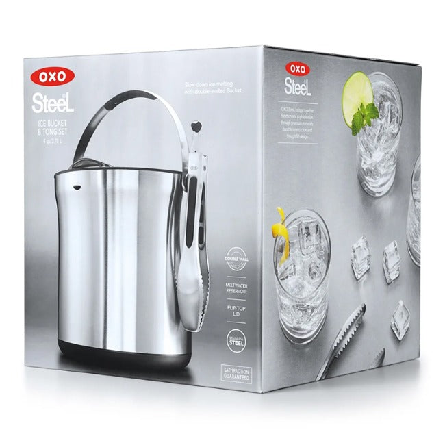 OXO Stainless Steel Ice Bucket & Tong Set