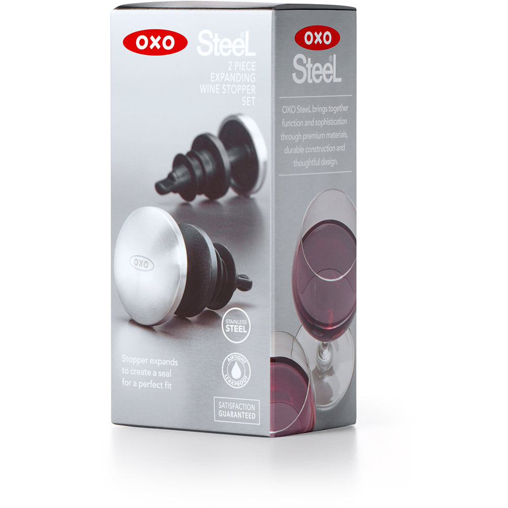 OXO Steel Expanding Wine Stoppers, Set of 2