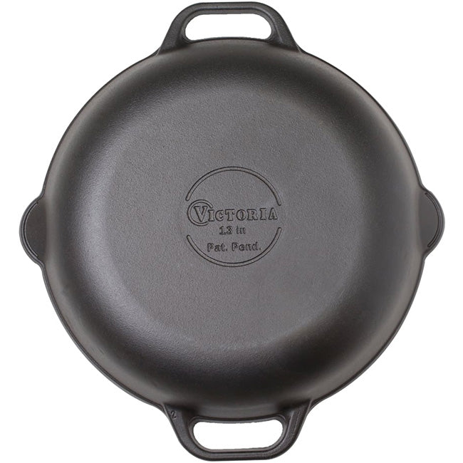Victoria Enamelled Cast Iron Skillet With Helper Handles, 33cm