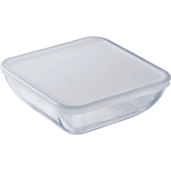 Pyrex Daily Square Dish With Plastic Lid, 2L