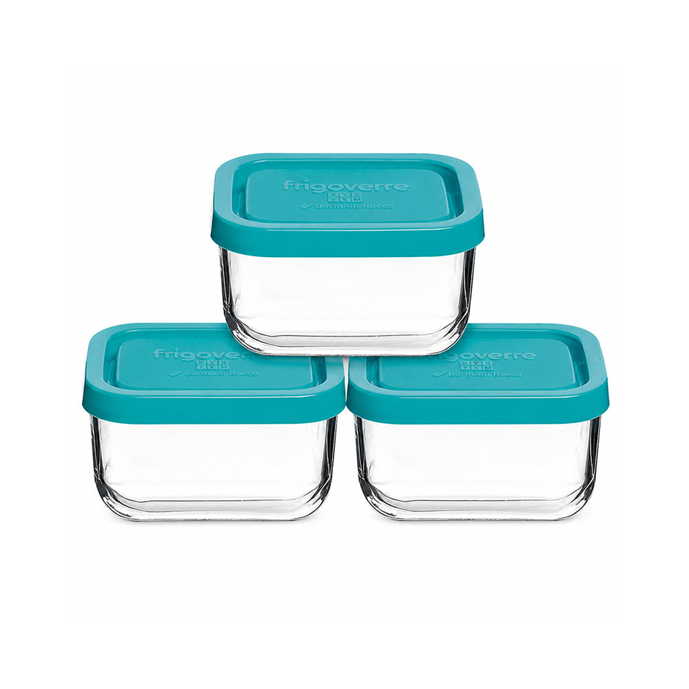 Bormioli Rocco Frigoverre 10cm Rectangular Glass Storage Containers, Set of 3